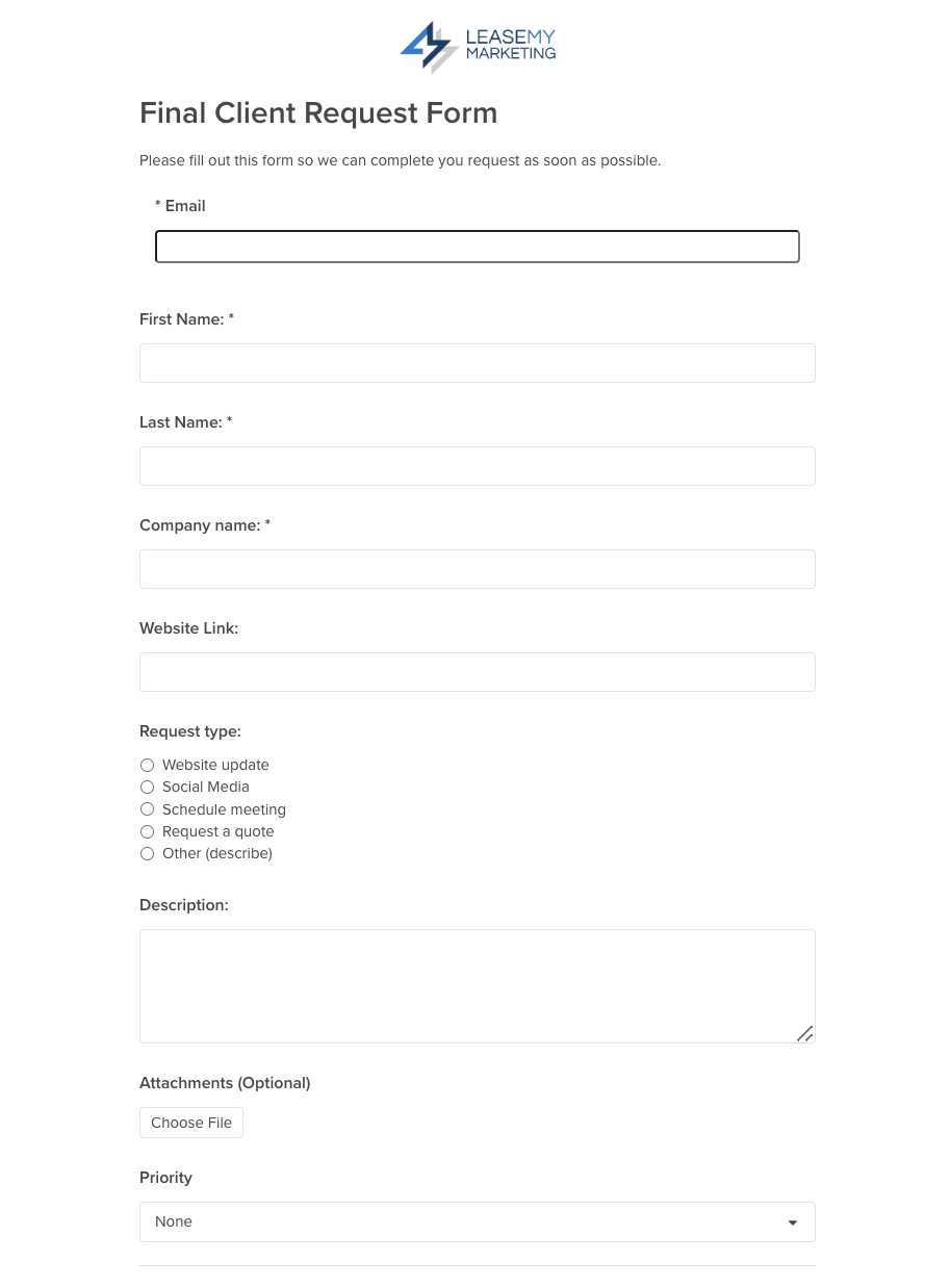 LeaseMyMarketing Client Request Form LeaseMyMarketing Client Request Form