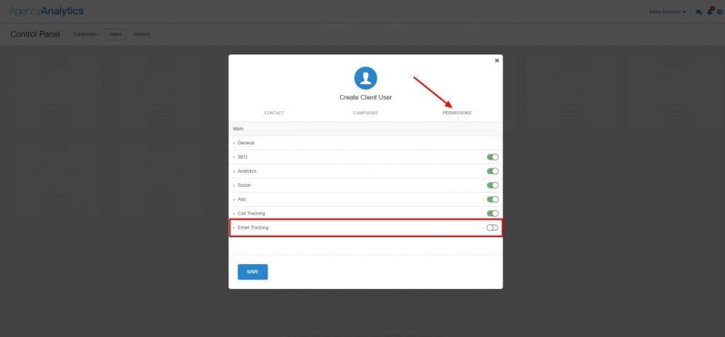 Client permissions AgencyAnalytics