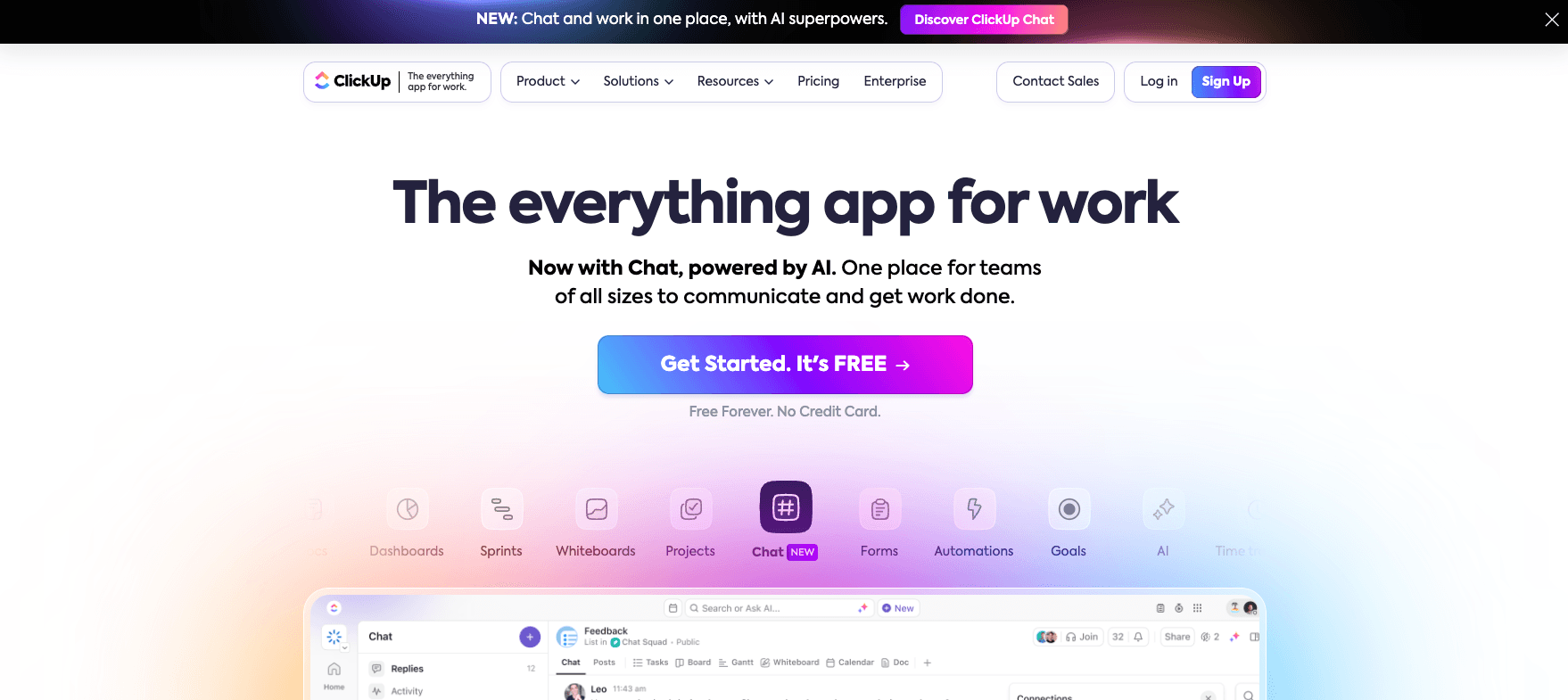 ClickUp Homepage Screenshot ClickUp Homepage Screenshot