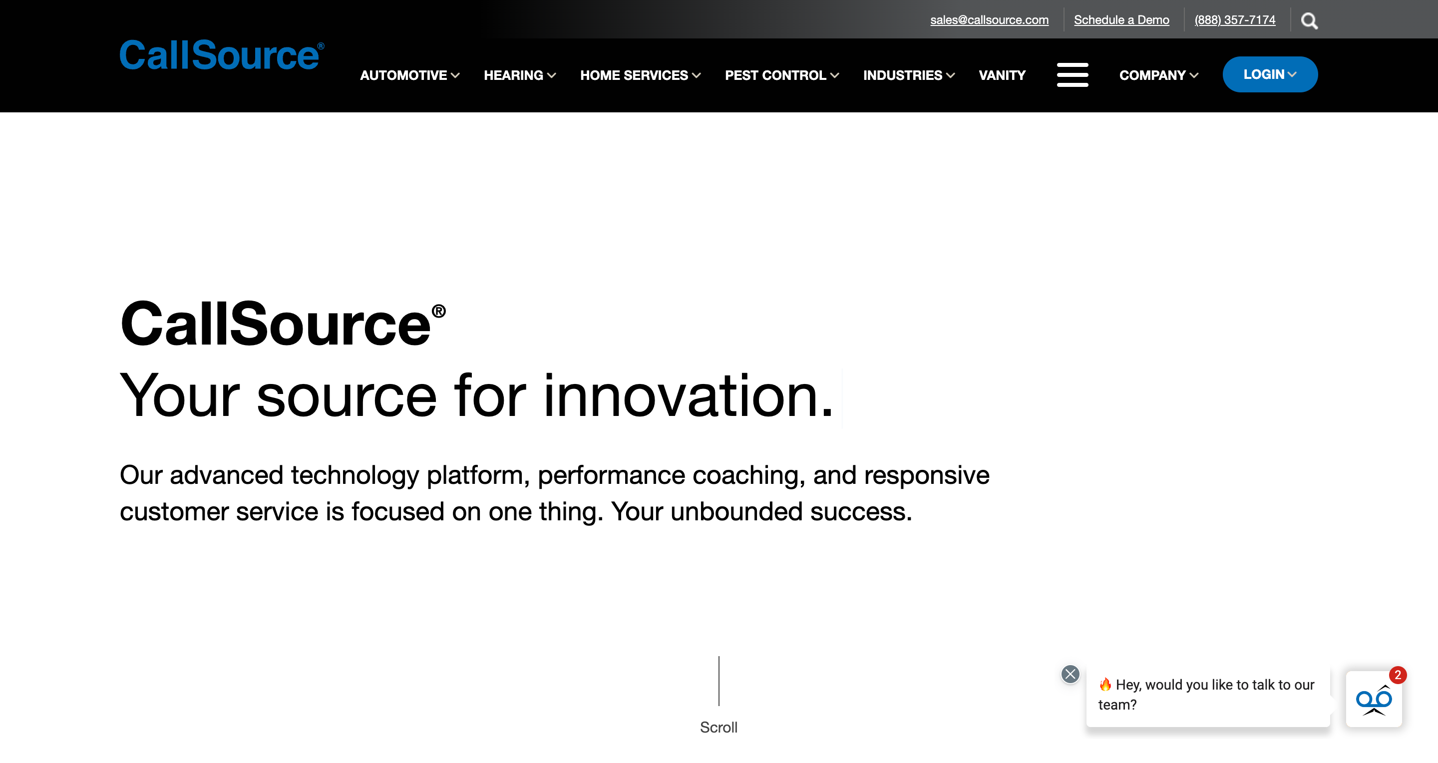 Callsource homepage