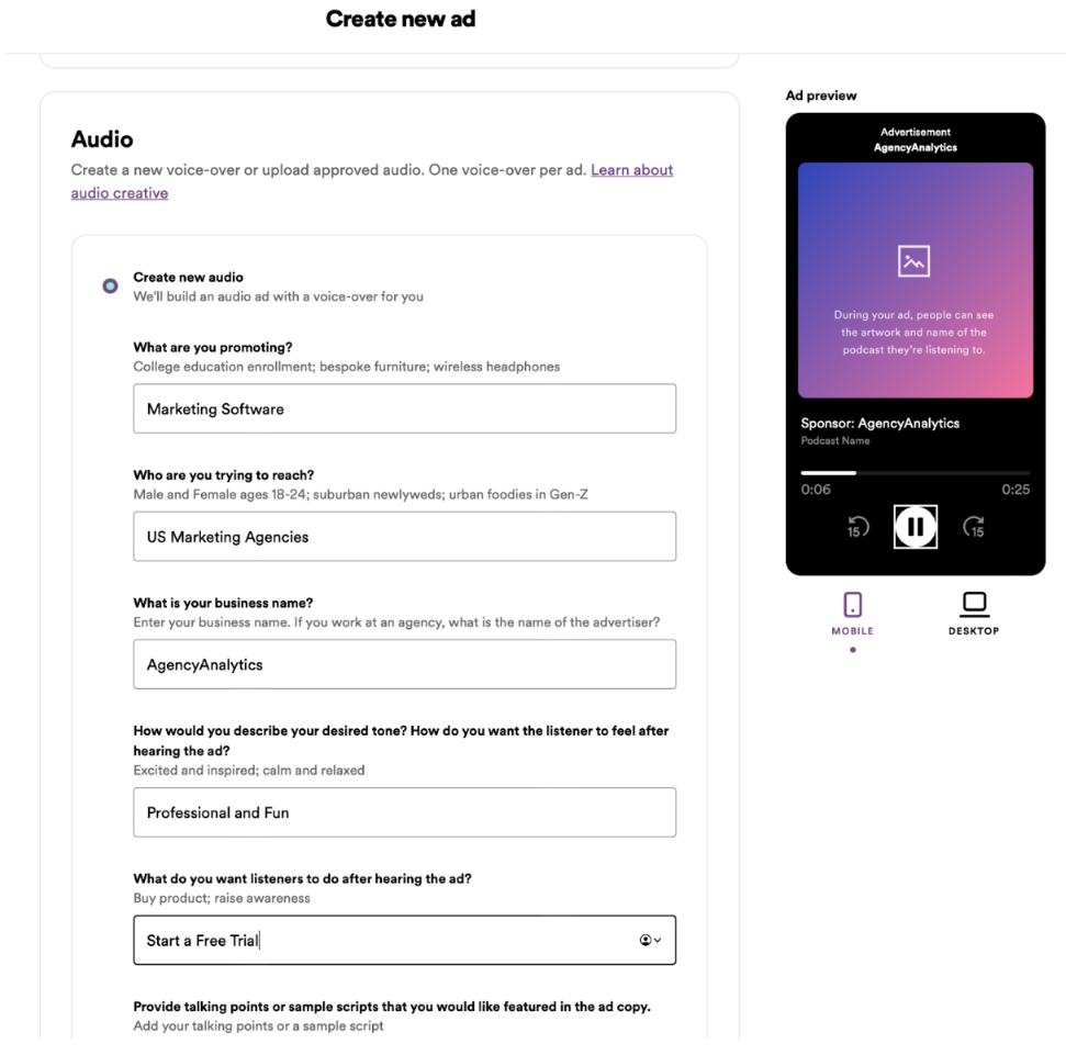 Creating A New Audio Ad In Spotify Ads Studio Creating A New Audio Ad In Spotify Ads Studio