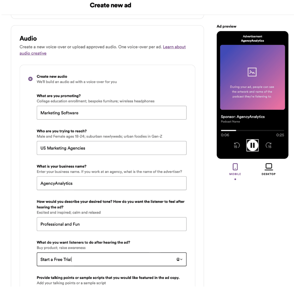 Creating A New Audio Ad In Spotify Ads Studio Creating A New Audio Ad In Spotify Ads Studio