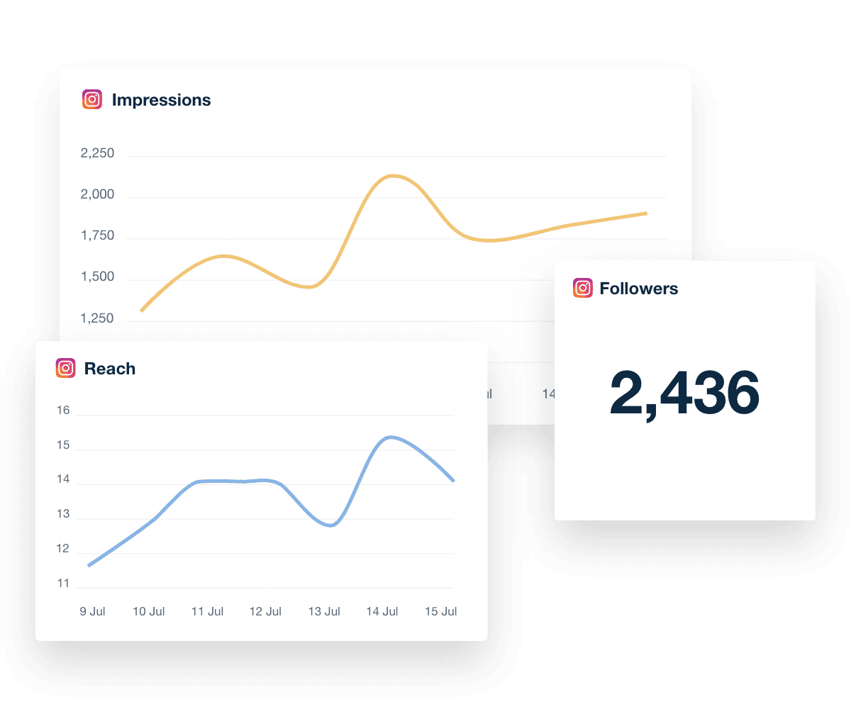 graphs showing Instagram followers over time