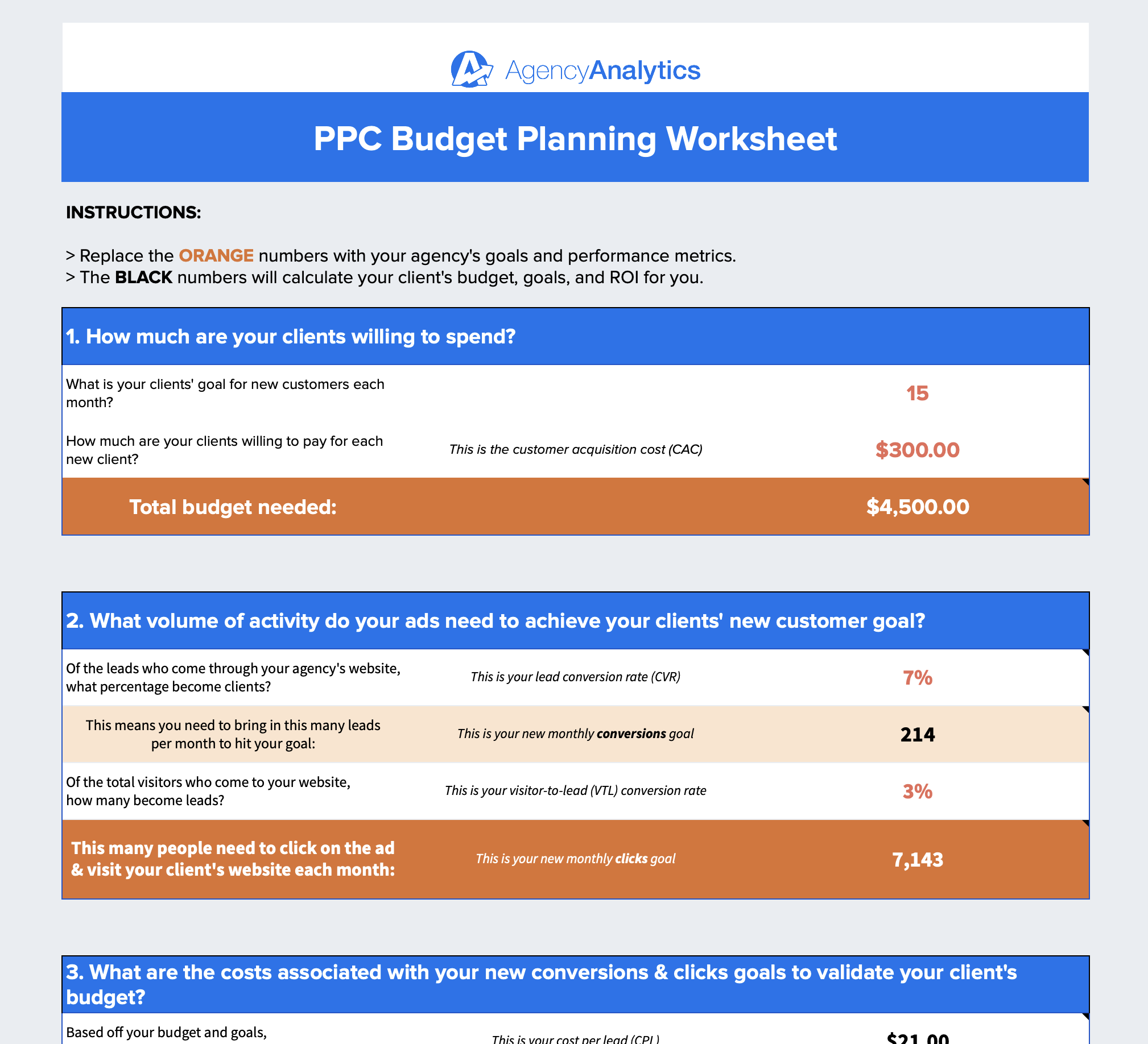 PPC Planning Worksheet Preview PPC Planning Worksheet Preview