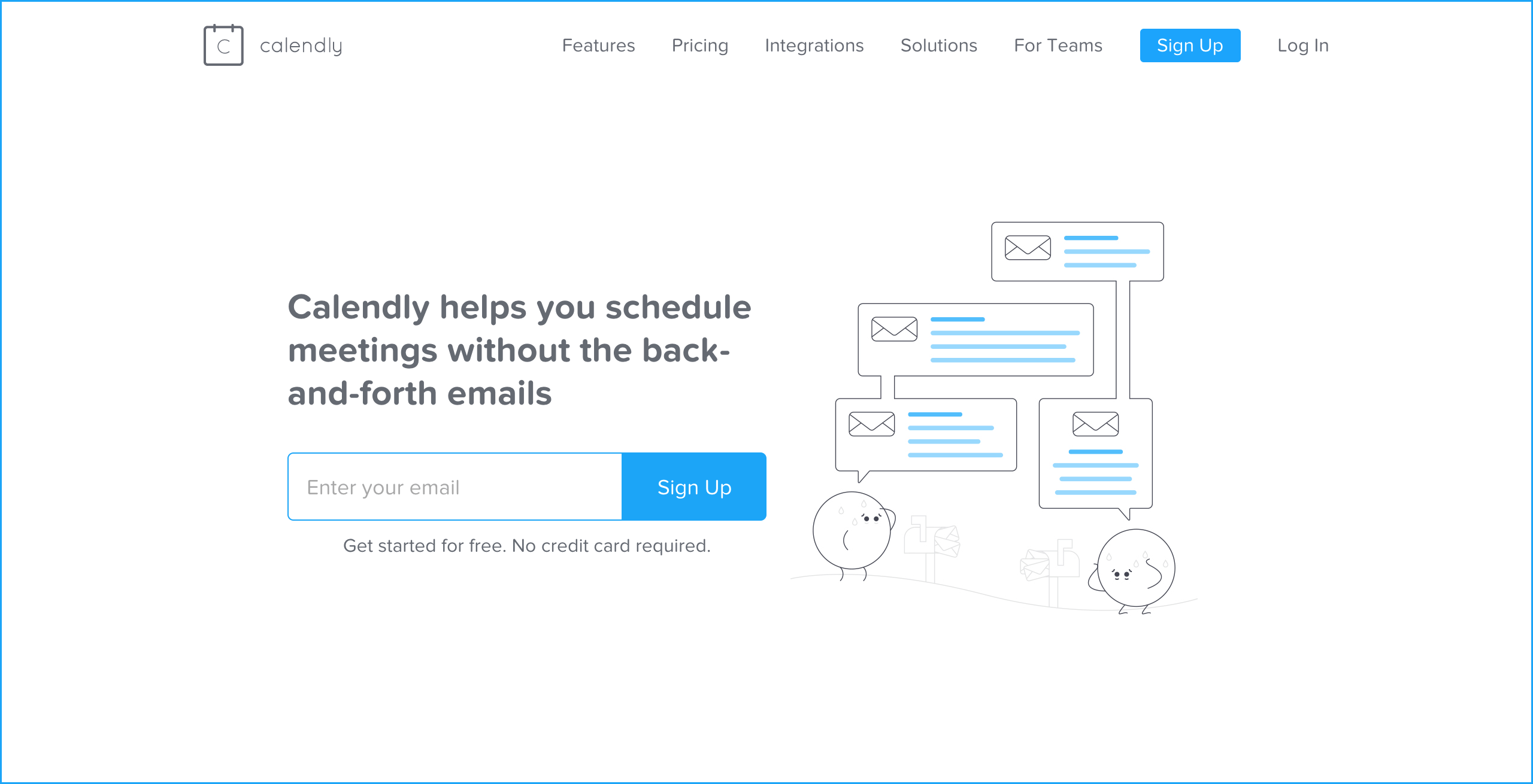 Header section of Calendly's website. Header section of Calendly's website.