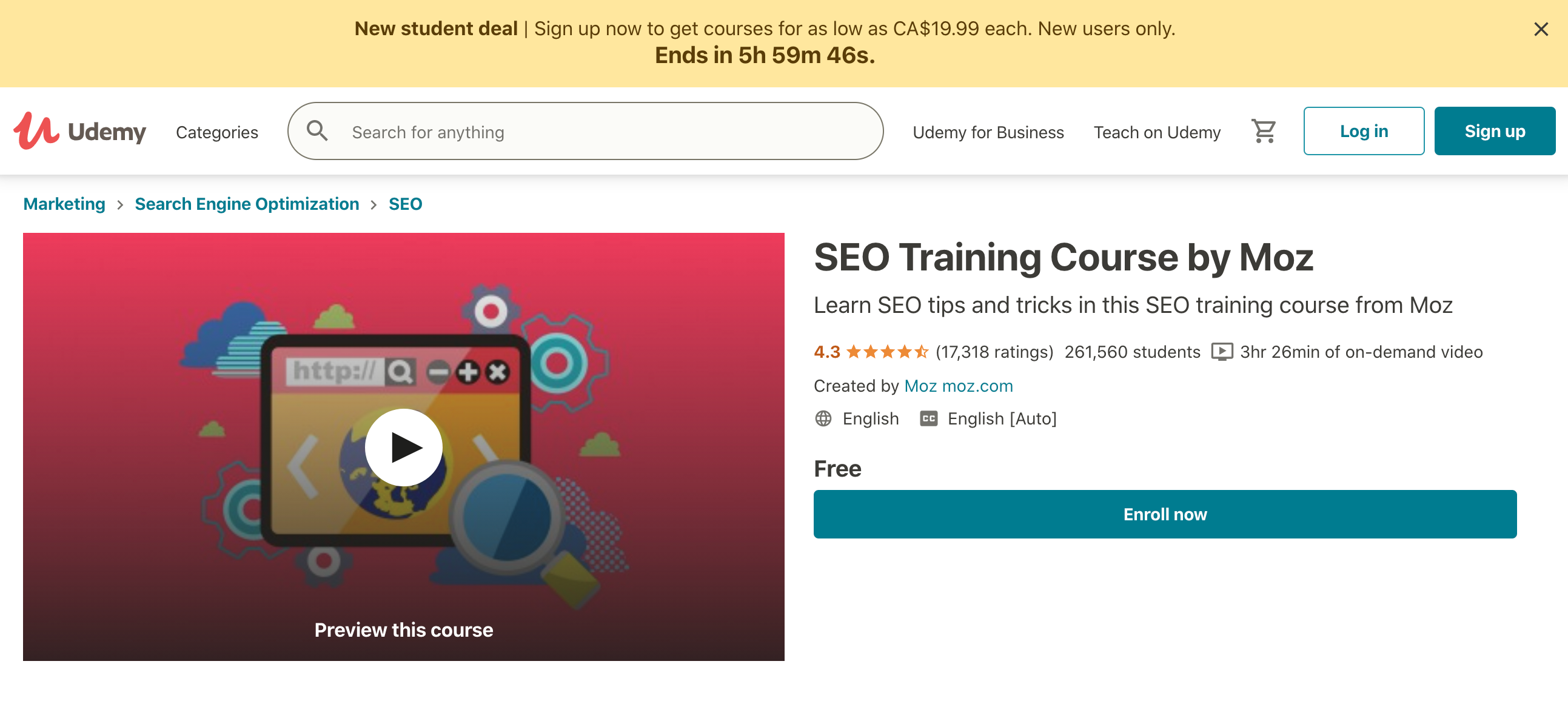 Moz SEO Training Course on Udemy