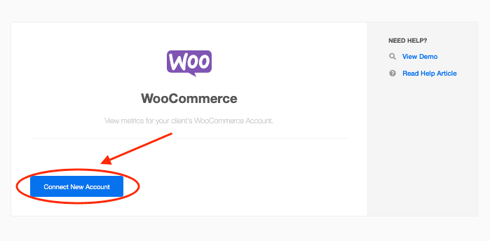 Example of connecting new Woocommerce account Example of connecting new Woocommerce account