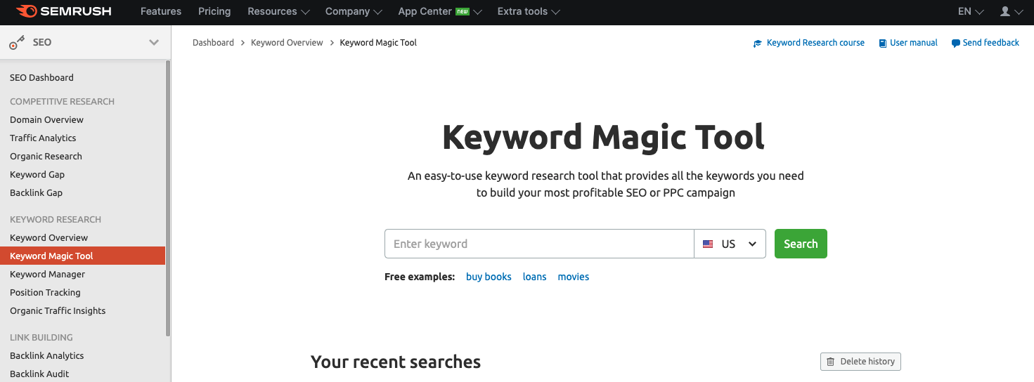 Semrush Keyword Magic Tool