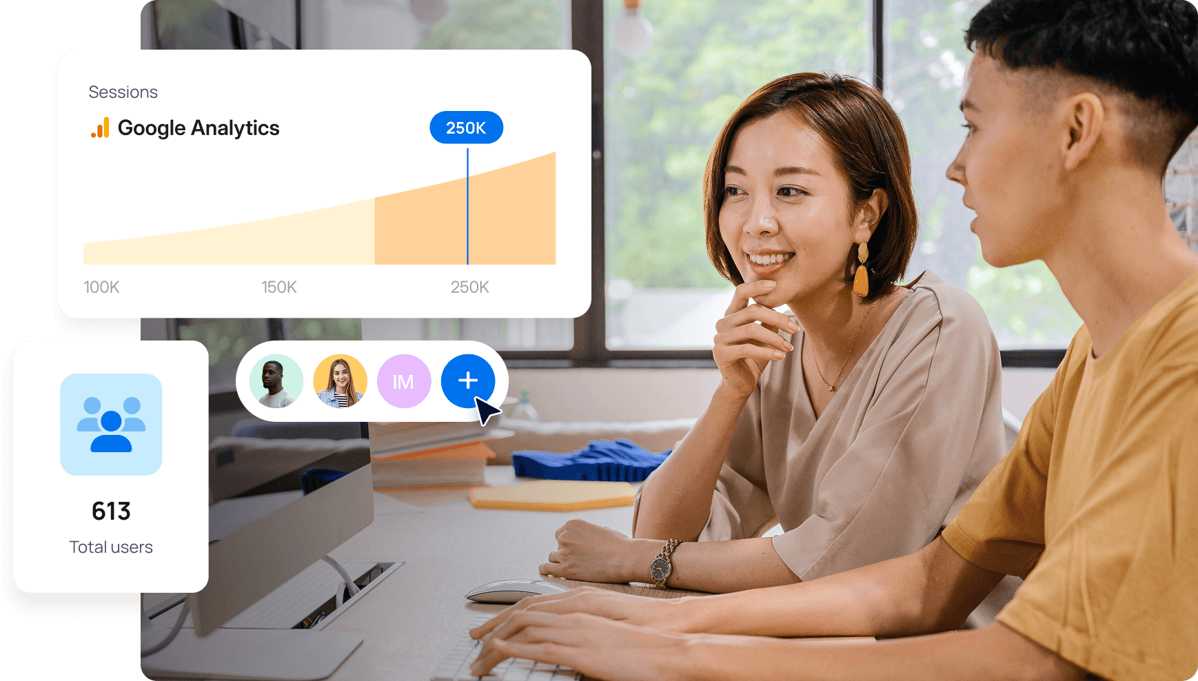 Imagem de uma equipe em uma agência de marketing usando o dashboard do AgencyAnalytics para acompanhar campanhas de clientes.