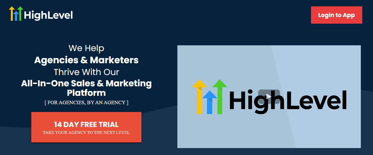 HighLevel sales & marketing software homepage screenshot HighLevel sales & marketing software homepage screenshot