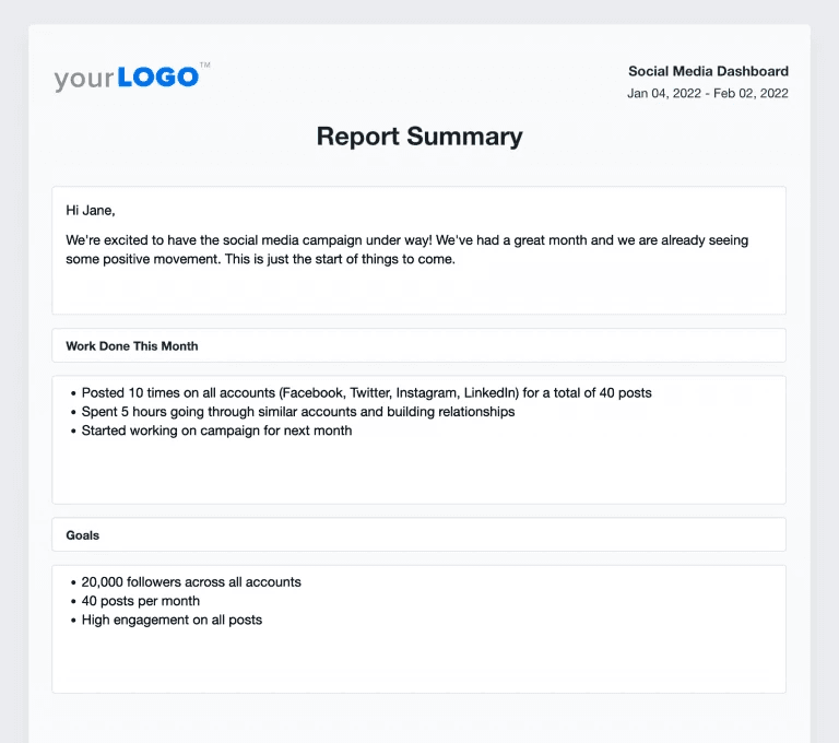 AgencyAnalytics Report Summary Example