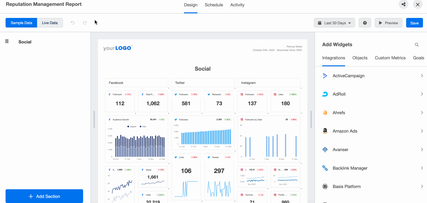 Adding BrightLocal to Report Example