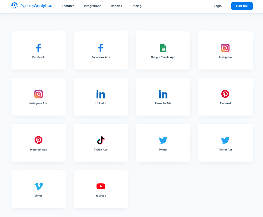 AgencyAnalytics Social Media Integrations 2023