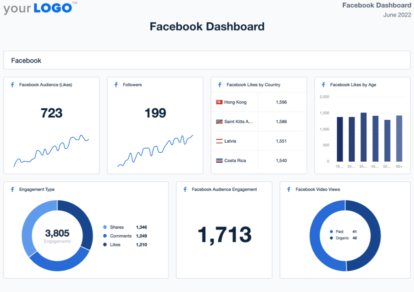 image of the Facebook dashboard template