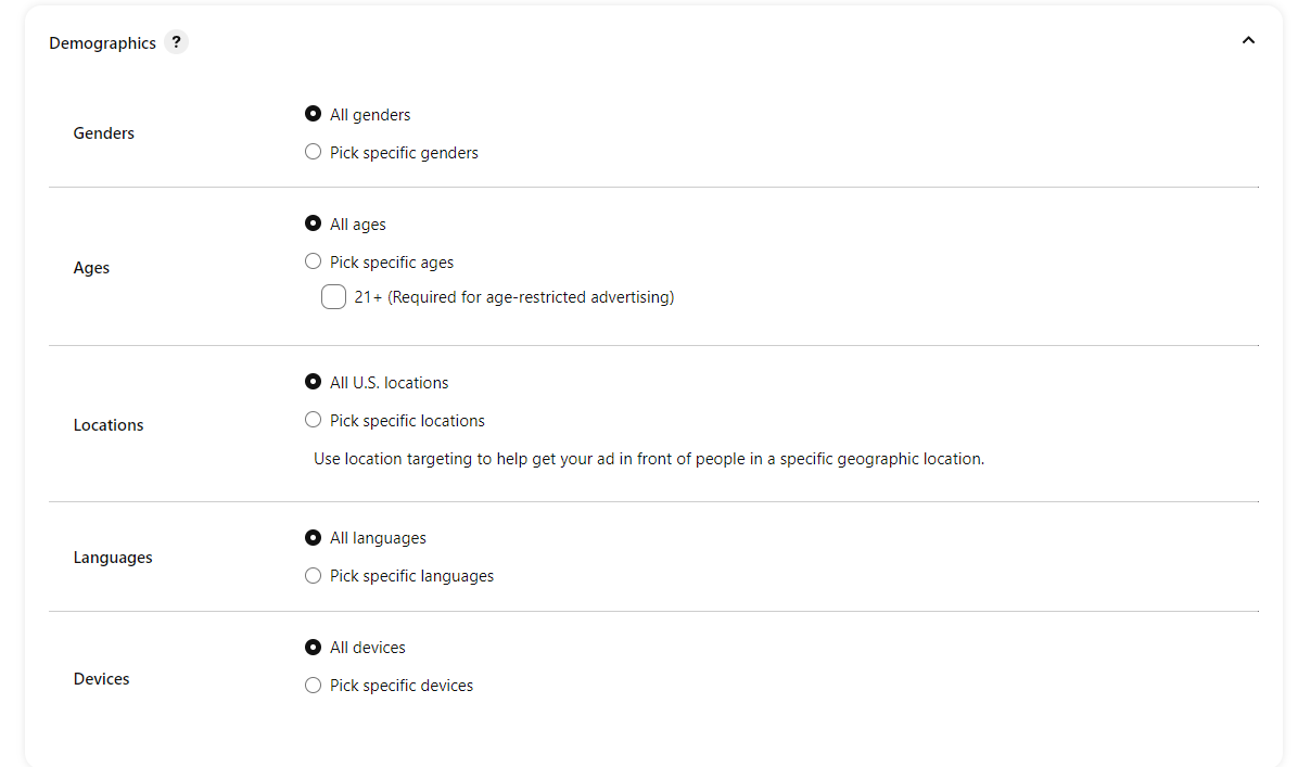 Pinterest Ads - Demographics Pinterest Ads - Demographics