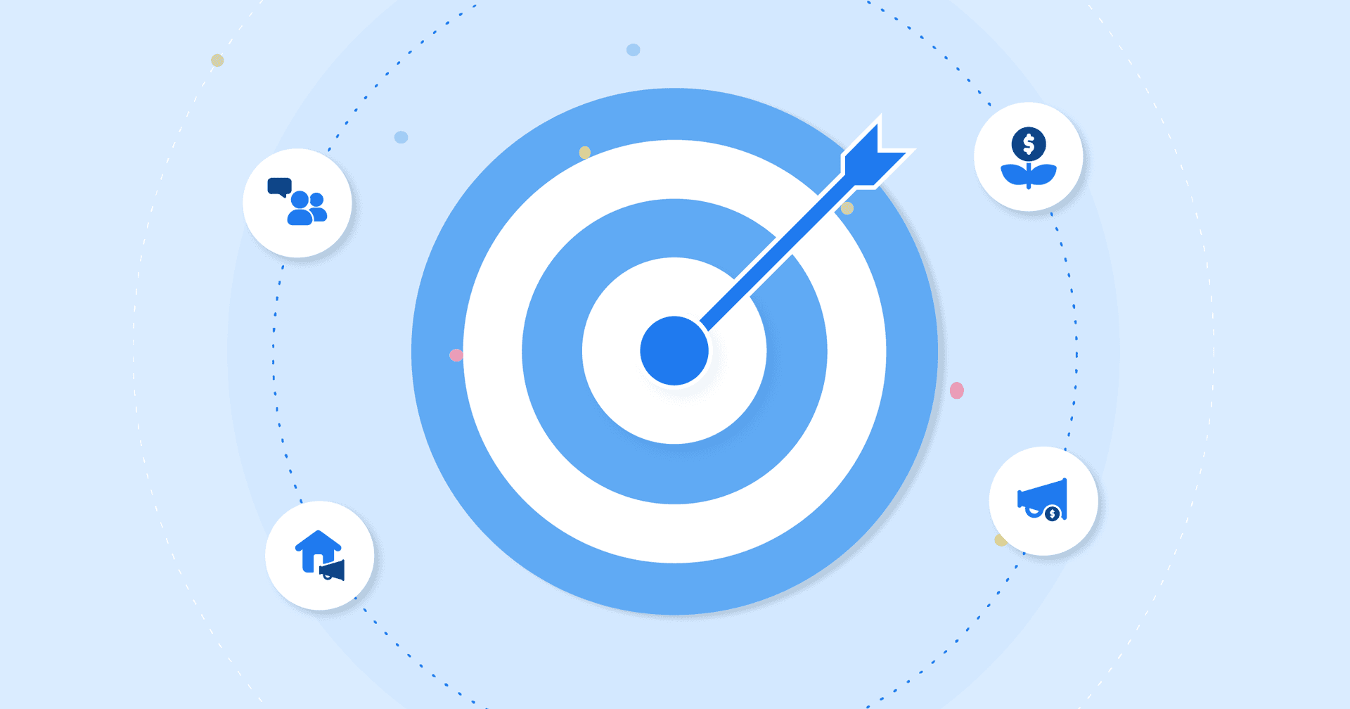 The PESO Model™: A Comprehensive Framework for Modern Marketing Agencies hero image of the paid earned shared and owned (PESO) model with an arrow in the center of a target