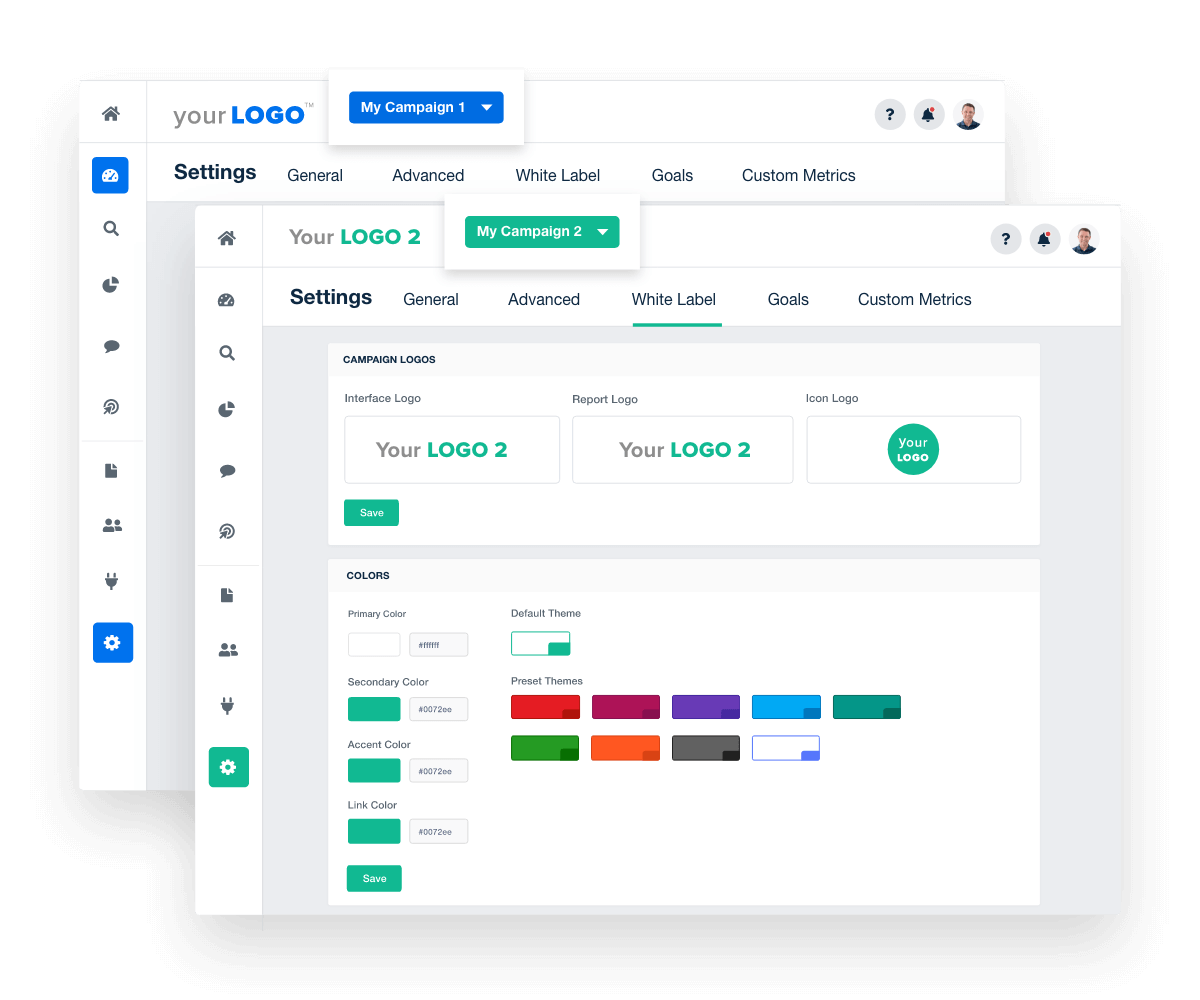 White Label Logo and Color Scheme Examples