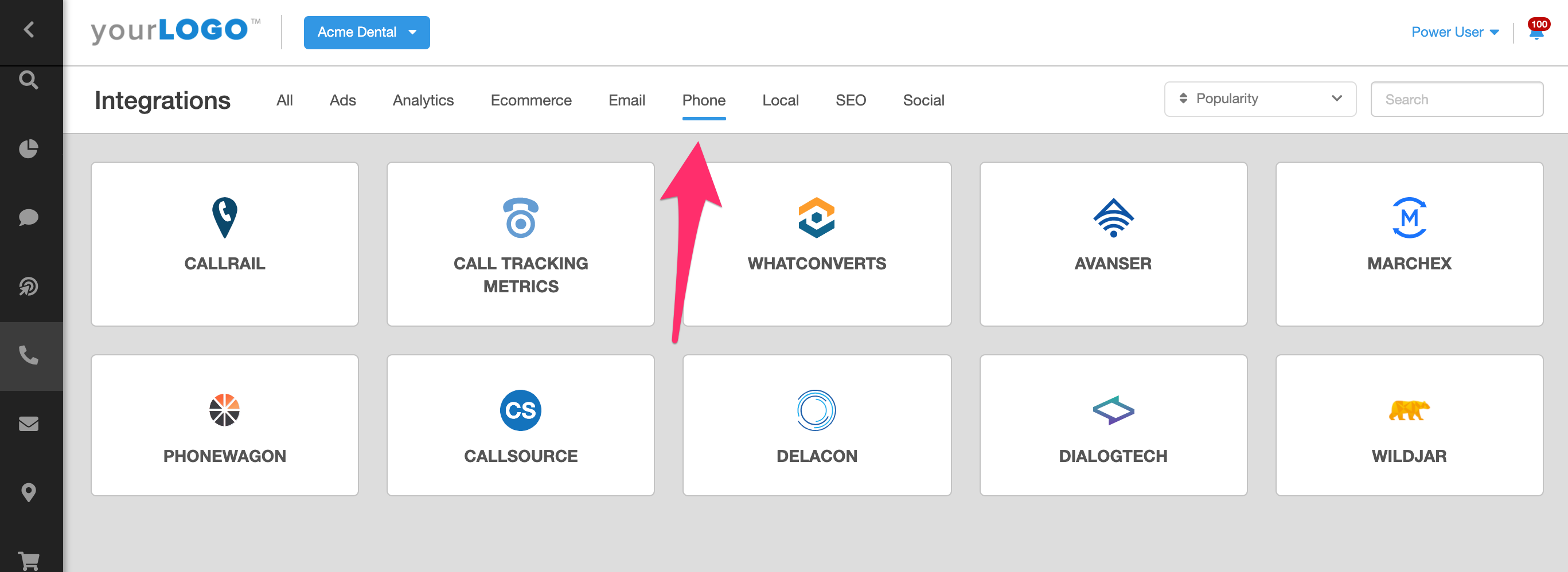 call tracking platform integrations