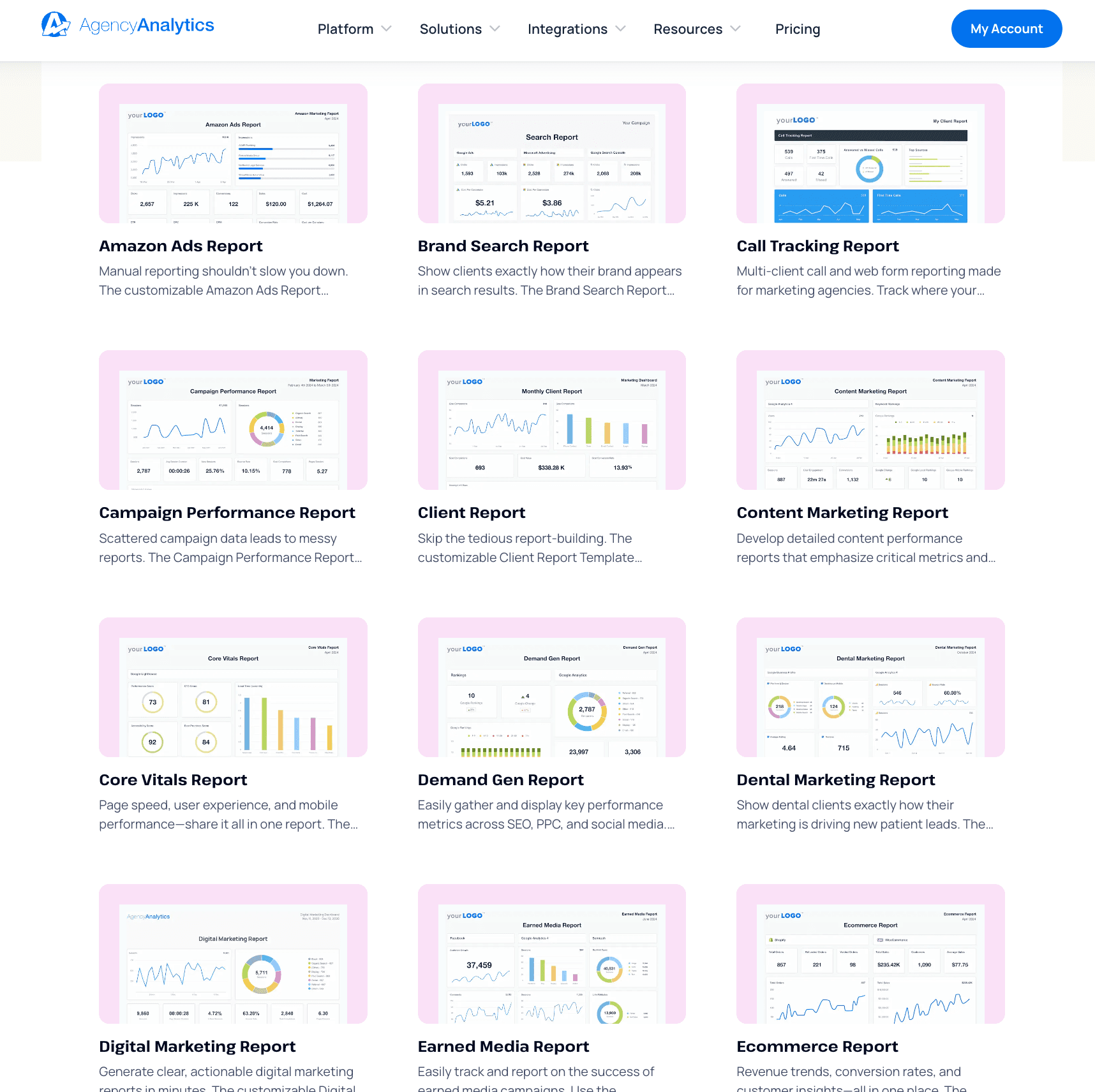 AgencyAnalytics KPI Report Templates AgencyAnalytics KPI Report Templates