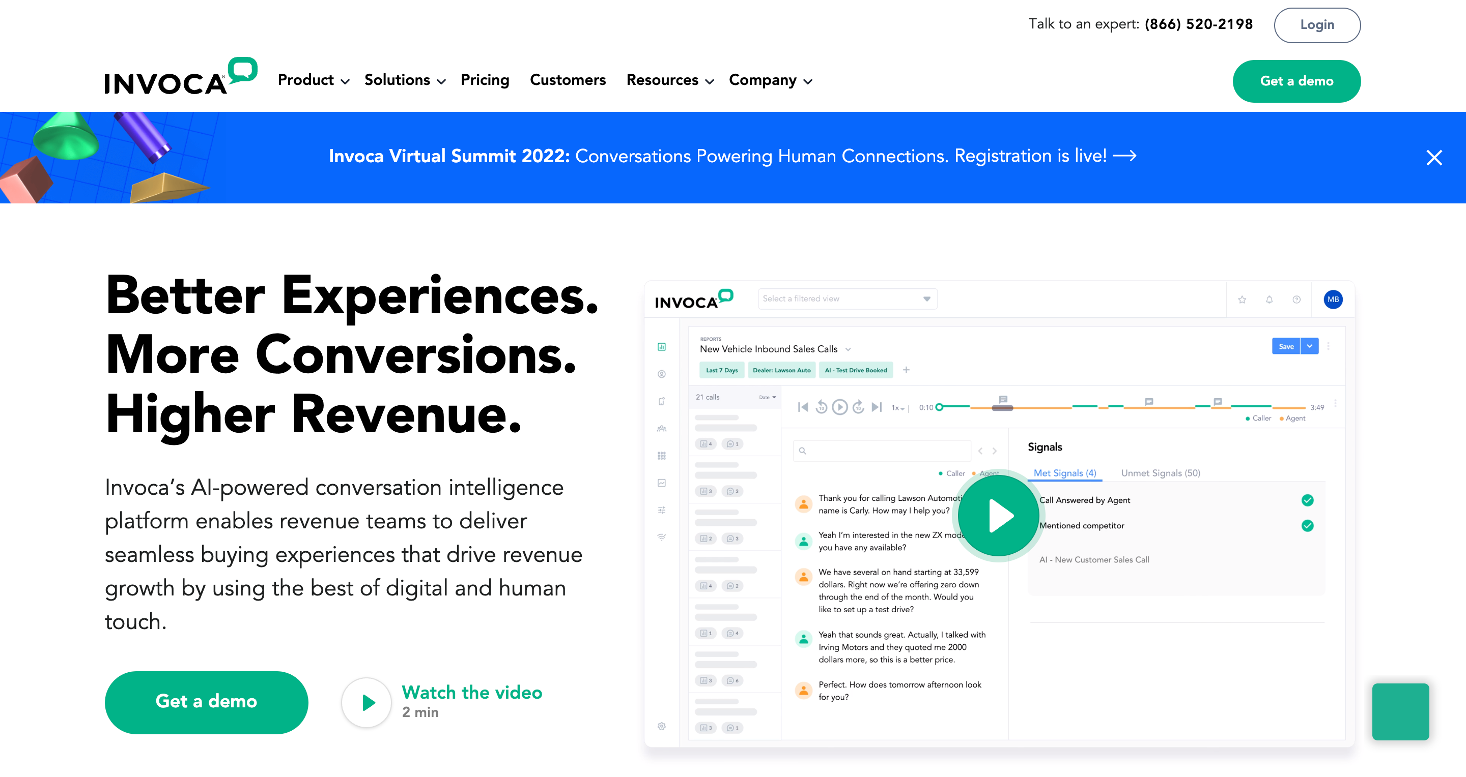 Invoca homepage Invoca homepage