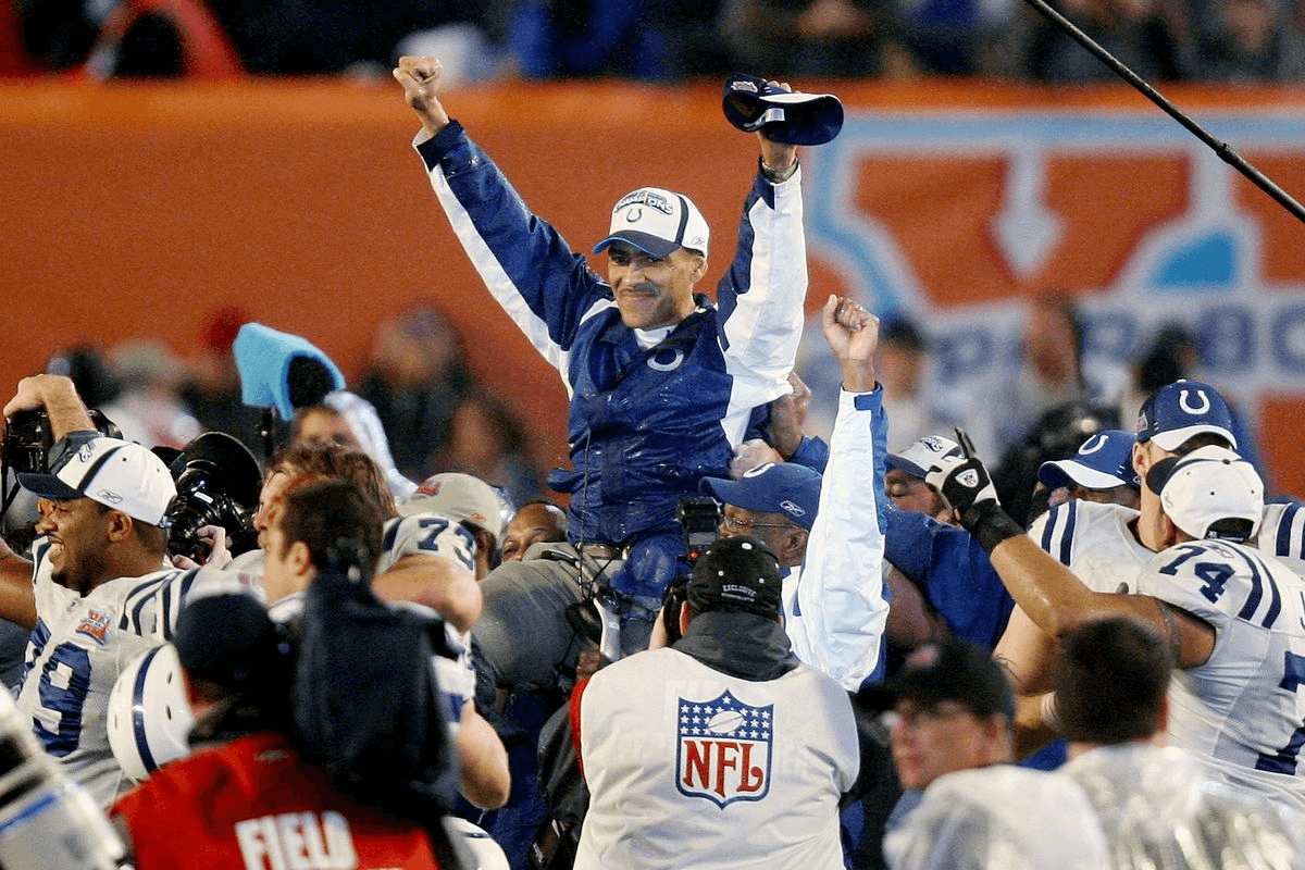 Tony Dungy celebrates a historic Super Bowl win, showcasing the power of leadership rooted in empathy and inspiration. (Credit: NFL) Tony Dungy celebrates a historic Super Bowl win, showcasing the power of leadership rooted in empathy and inspiration. (Credit: NFL)