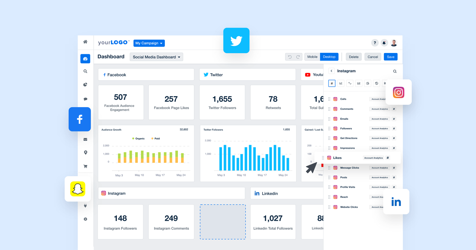 Social Media Marketing Dashboard Example Social Media Marketing Dashboard Example