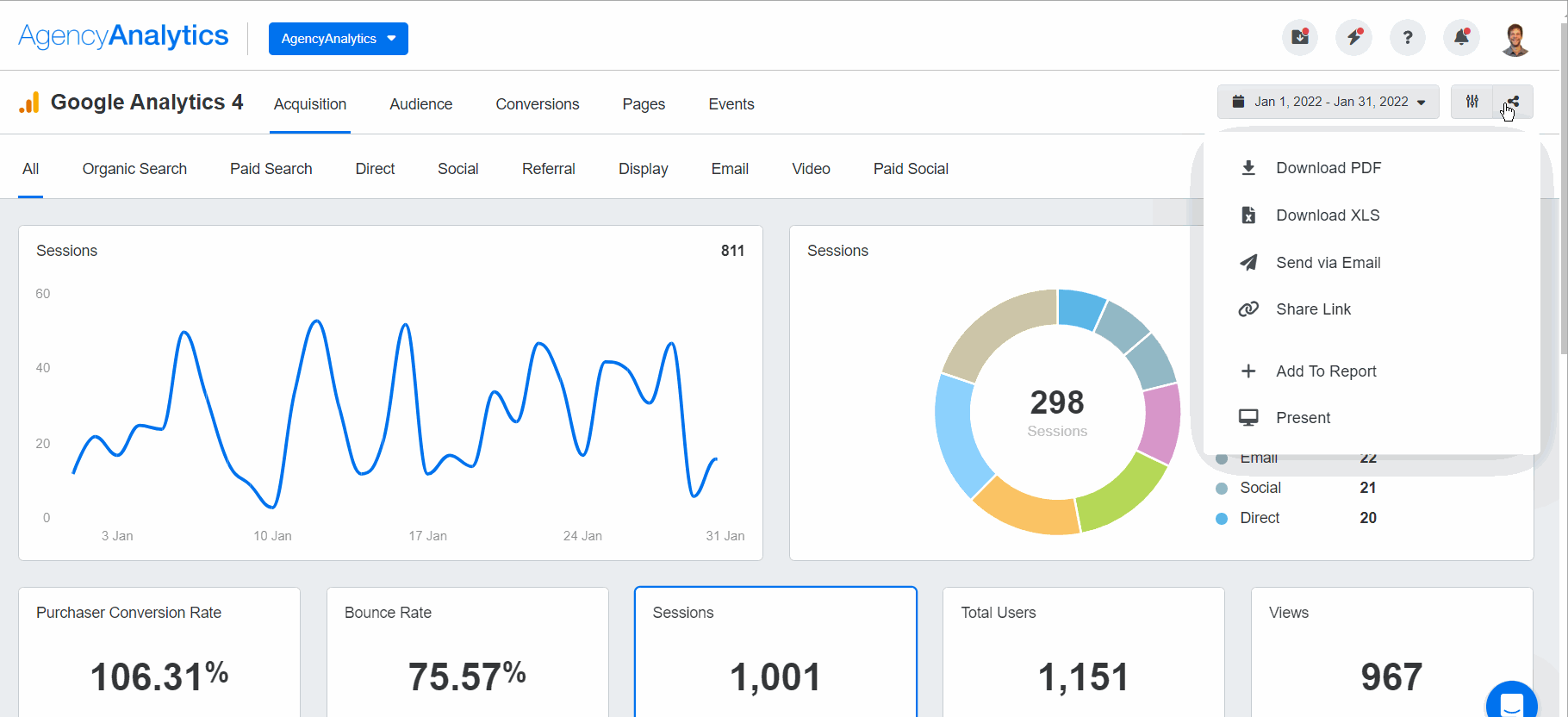 AgencyAnalytics - Google Analytics Excel Export AgencyAnalytics - Google Analytics Excel Export