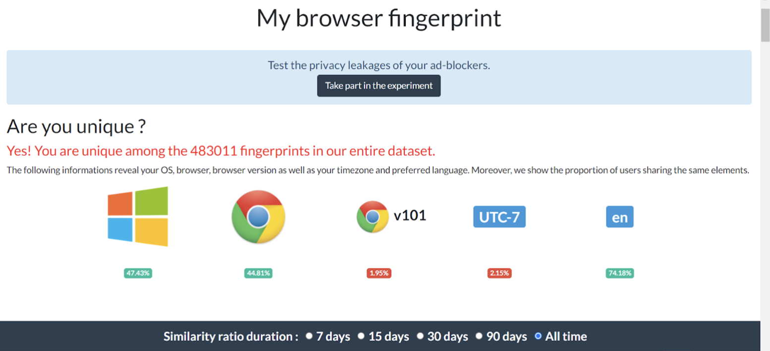 Browser Fingerprint Screenshot Browser Fingerprint Screenshot