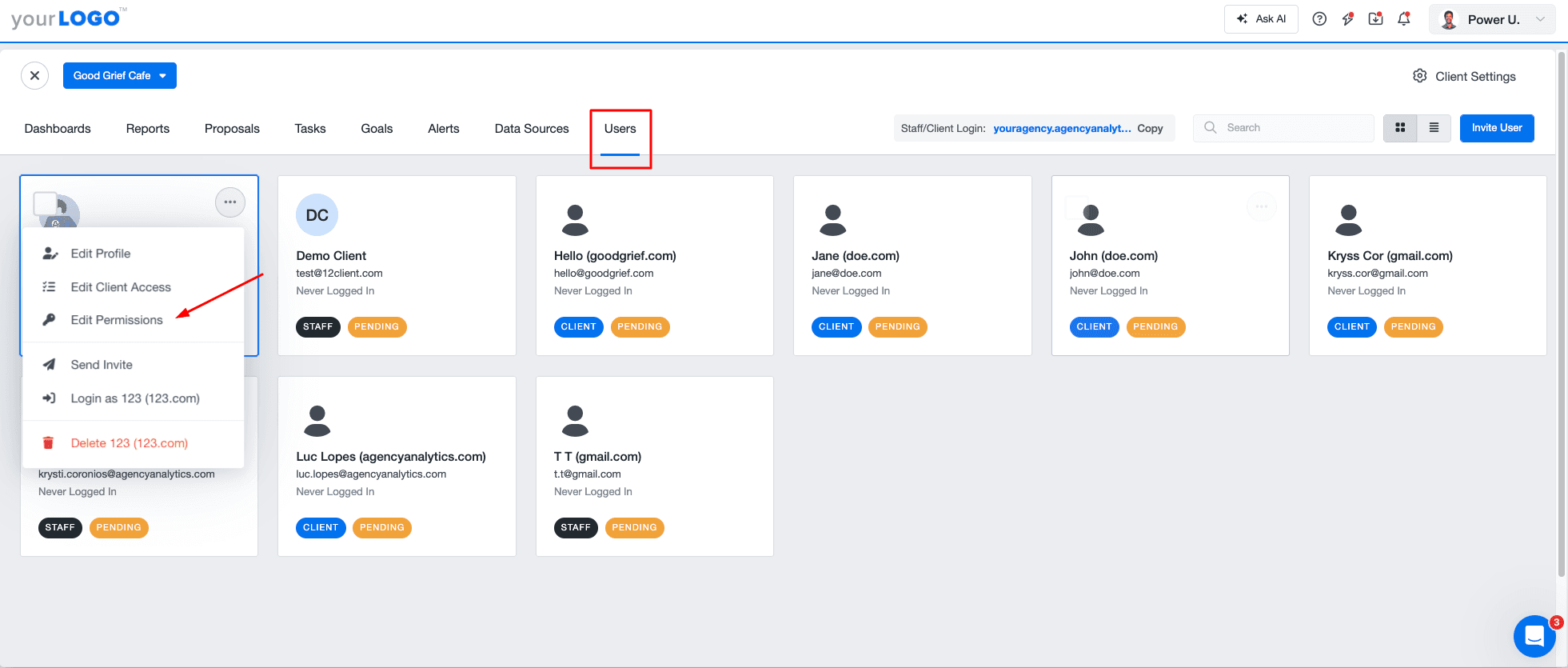 AgencyAnalytics - Adjust User Permissions AgencyAnalytics - Adjust User Permissions