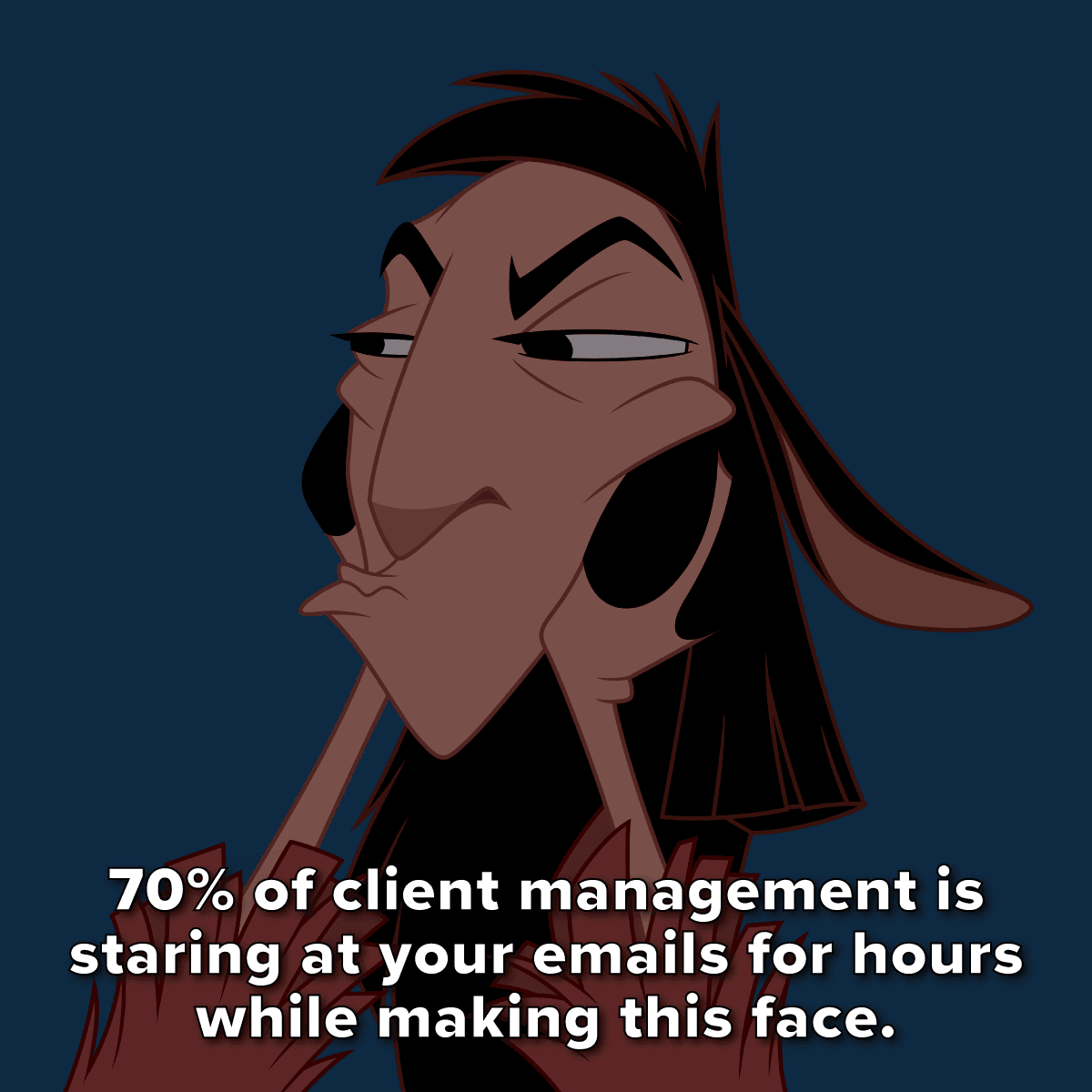 A marketing meme about client management at a marketing agency.