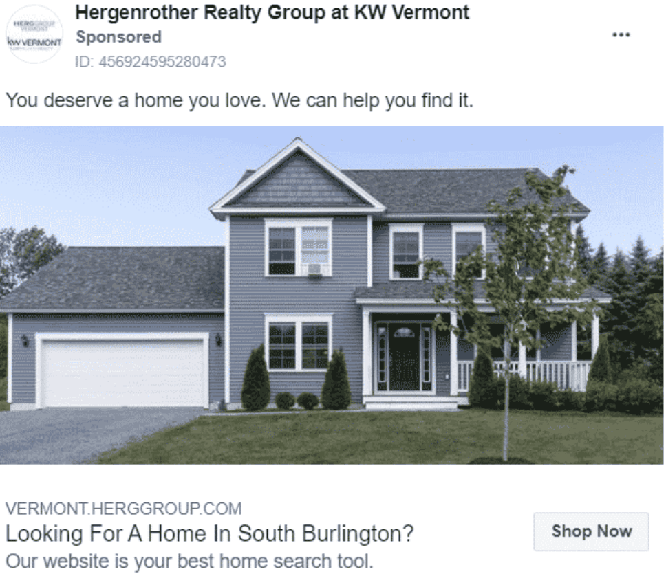 example of a facebook ad for a real estate marketing agency 