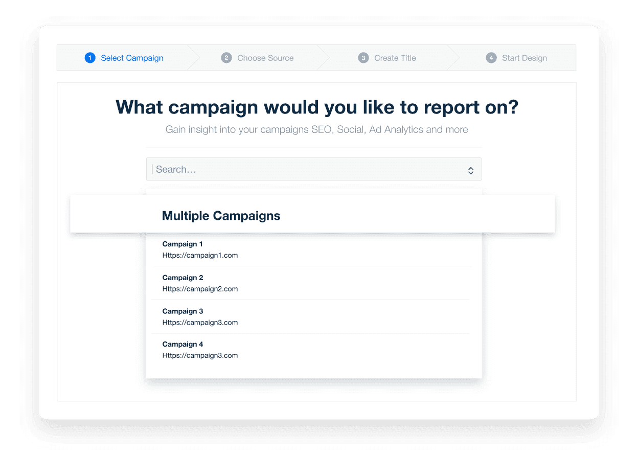 An example of cross campaign reporting within the AgencyAnalytics platform