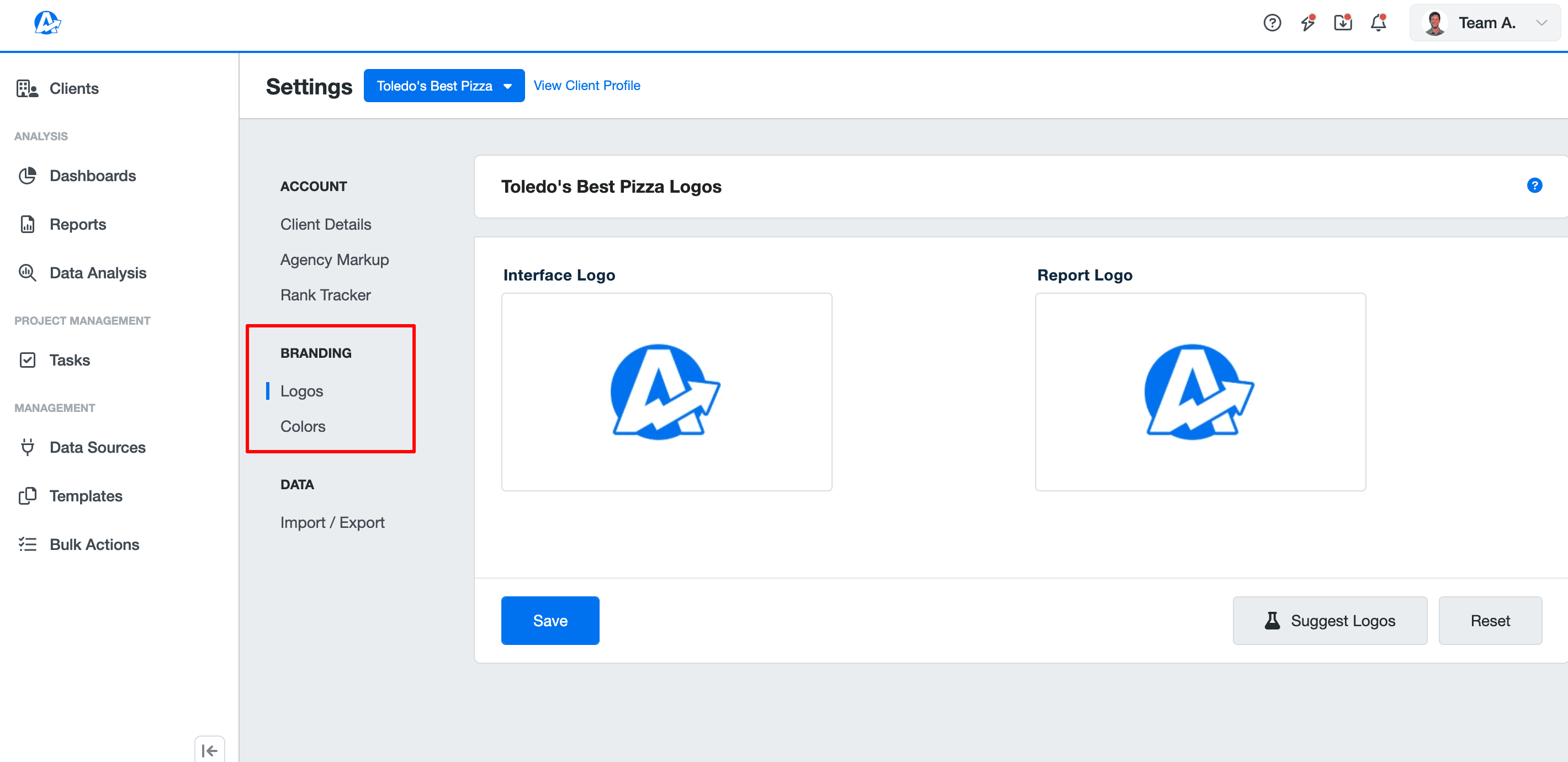 Adding white-labeling in the AgencyAnalytics platform. Adding white-labeling in the AgencyAnalytics platform.