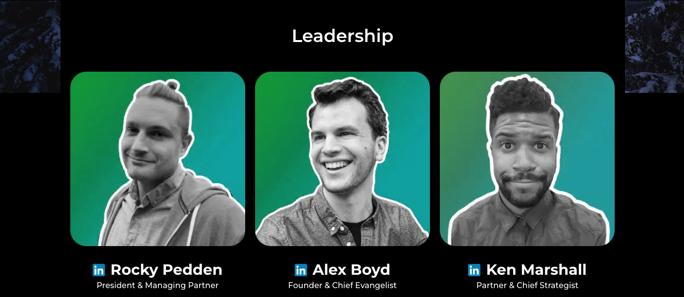 Screenshot of the leadership team at RevenueZen marketing agency Screenshot of the leadership team at RevenueZen marketing agency