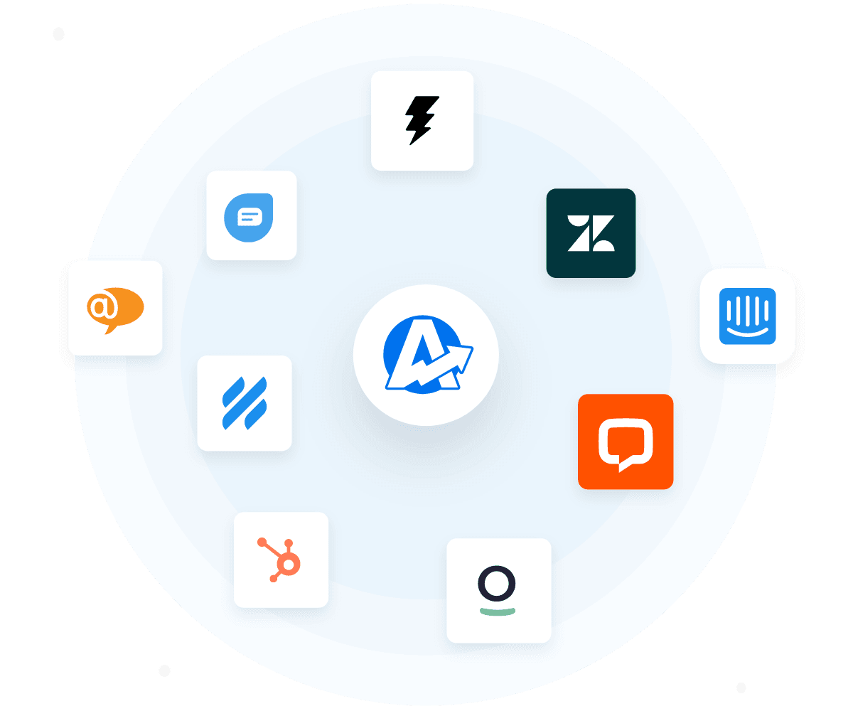 A stylized collection of integration logos supported by AgencyAnalytics