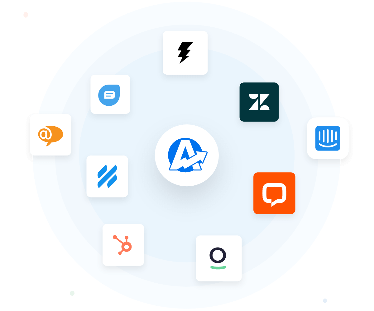 A stylized collection of integration logos supported by AgencyAnalytics