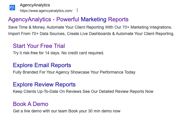 AgencyAnalytics Google Search Ad