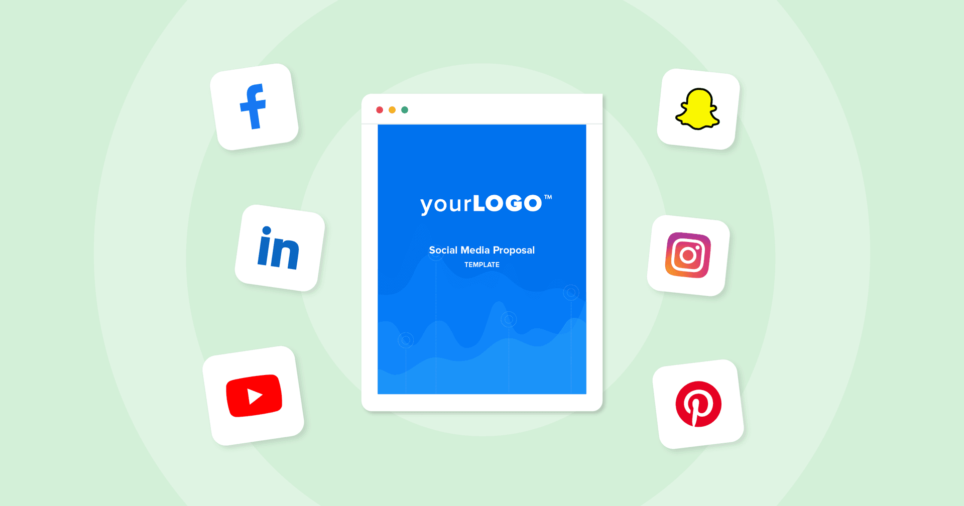 How To Win More Clients’ Hearts With an Irresistible Social Media Proposal Image of a social media proposal template with logos of popular social media platforms