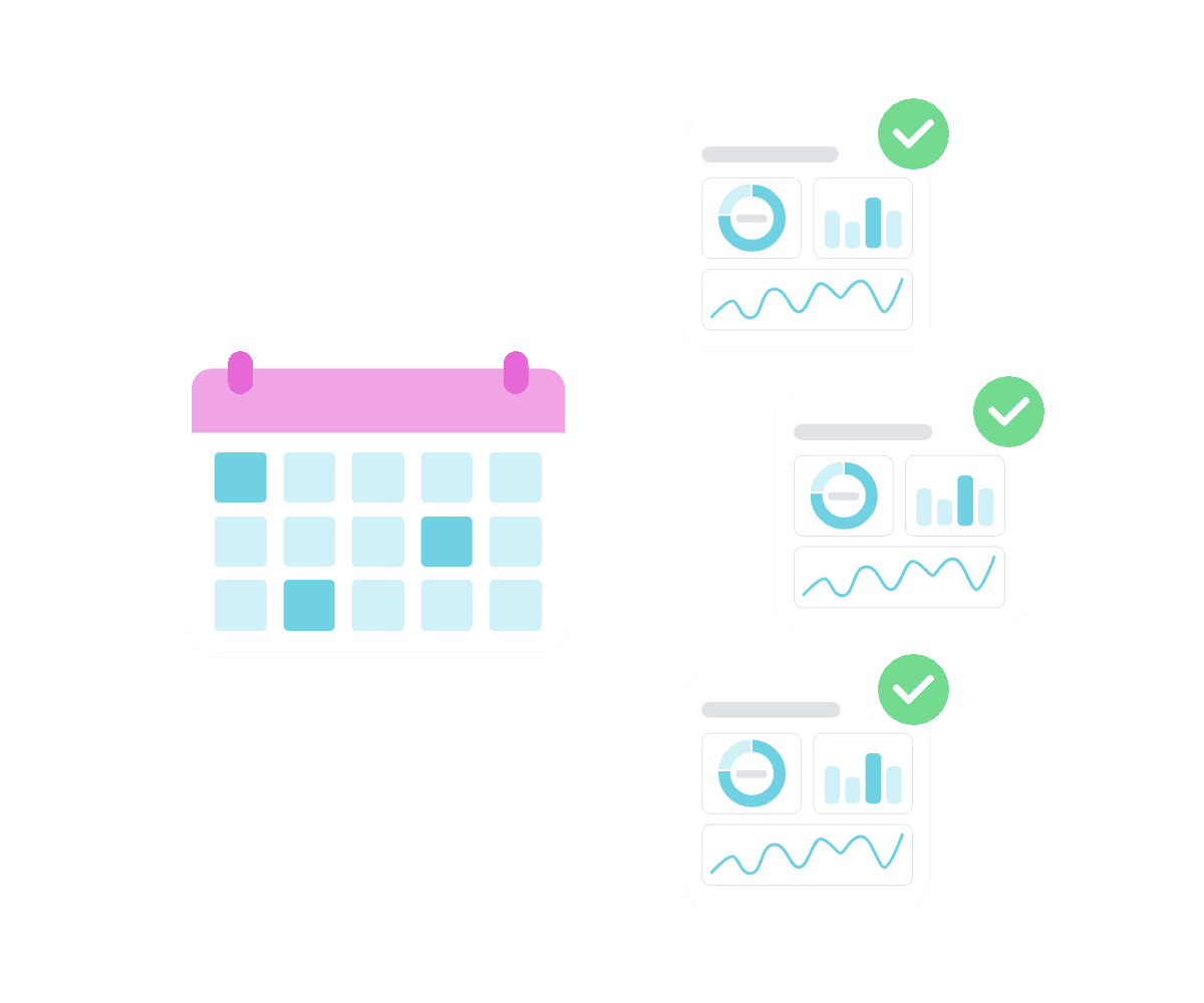 Stylized graphic of automated reporting