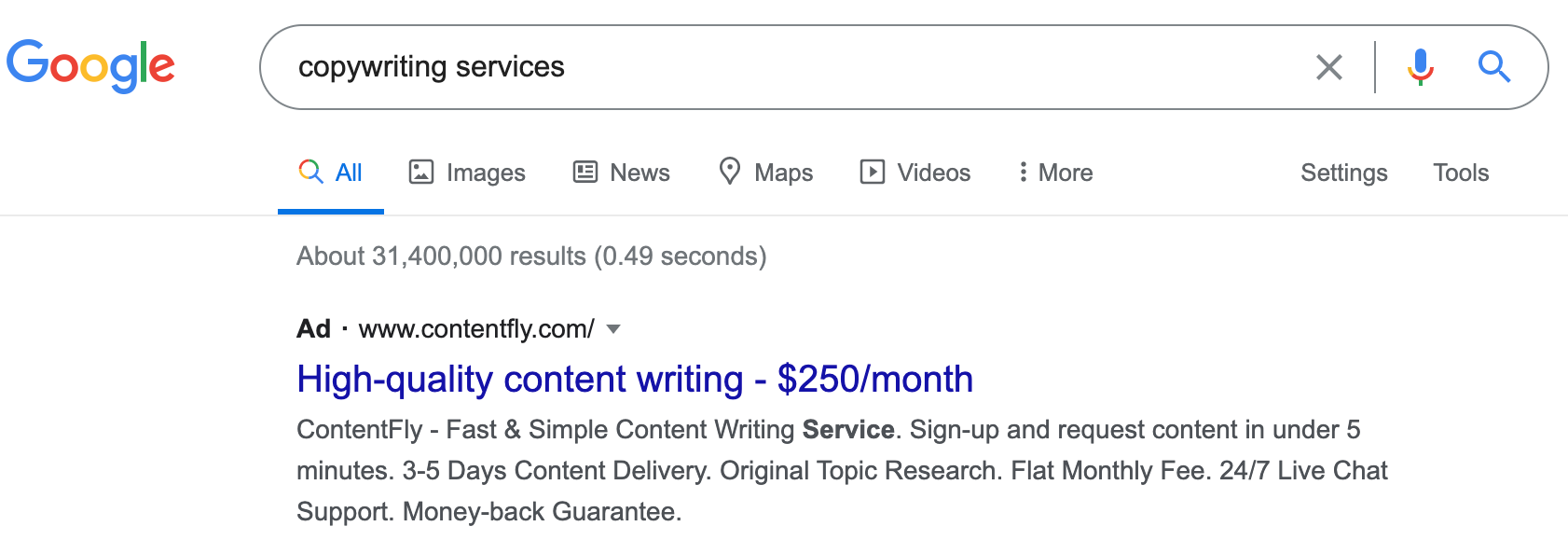 Google Ads Copywriting Services Example Google Ads Copywriting Services Example