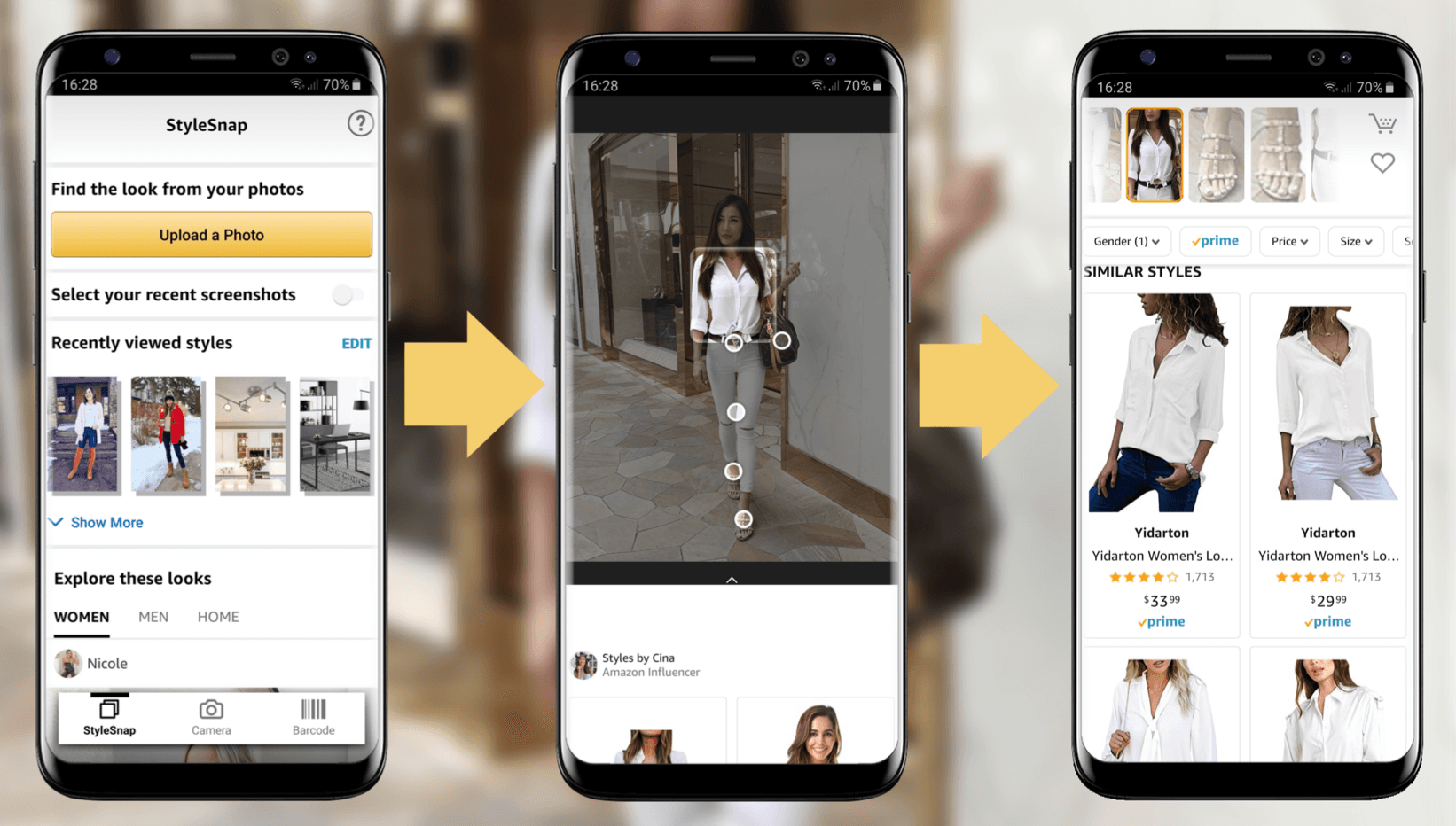 Example of Amazon's visual search tool in eCommerce