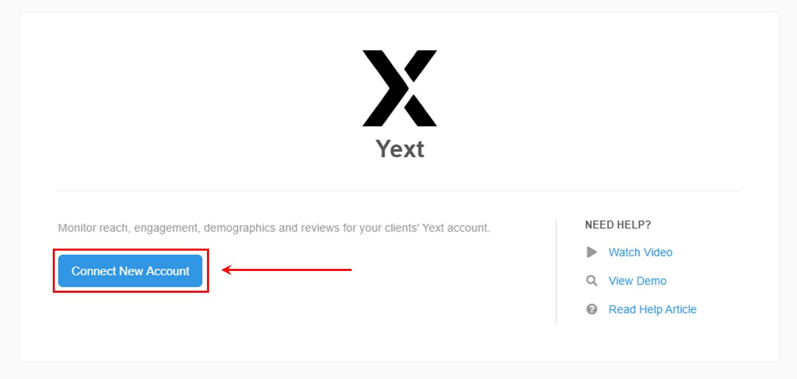 Connect the Yext Reporting Integration - Step 3 Connect the Yext Reporting Integration - Step 3