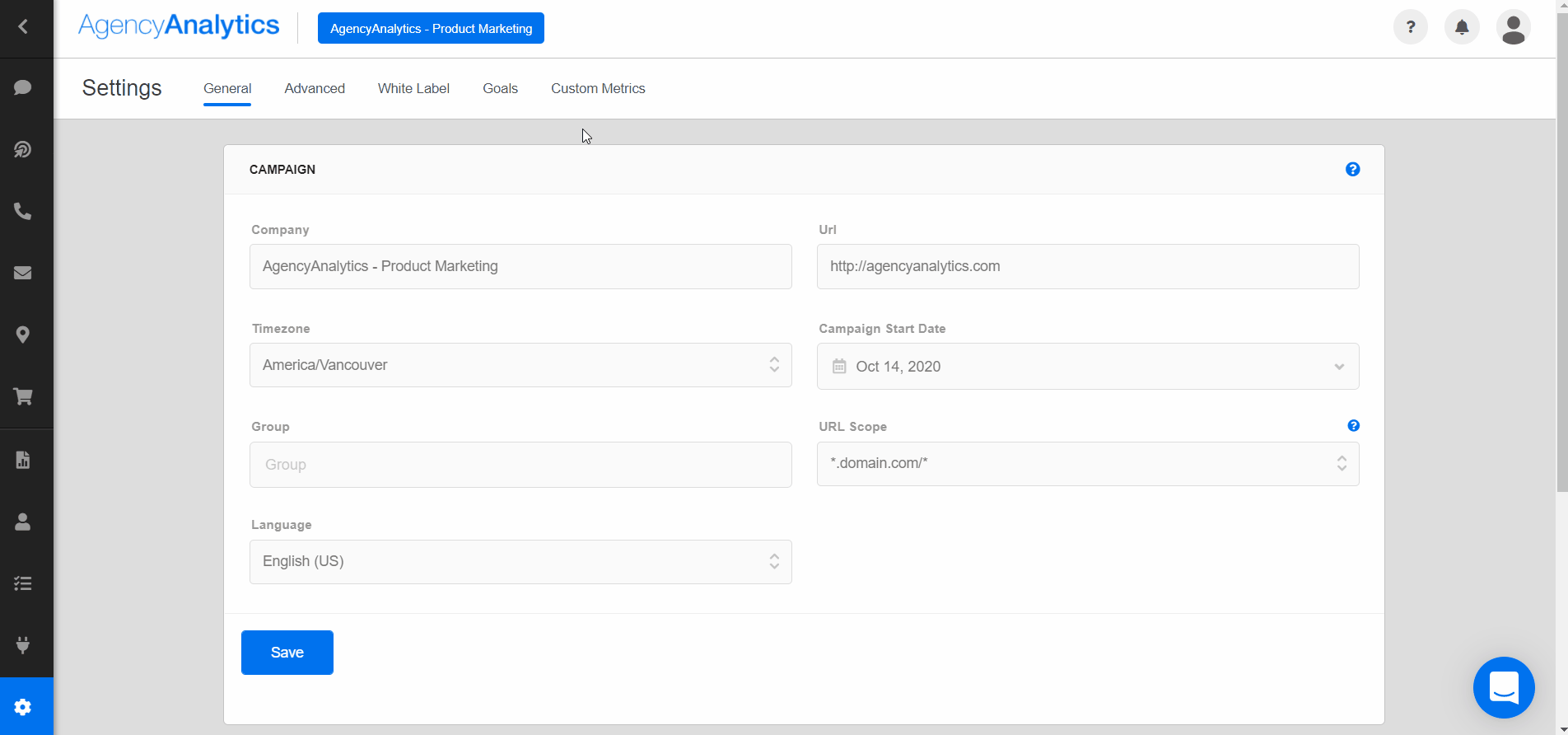 Create a Goal AgencyAnalytics