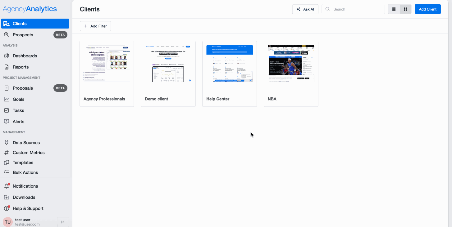 An animated image showing how to connect LinkedIn Ads to AgencyAnalytics An animated image showing how to connect LinkedIn Ads to AgencyAnalytics