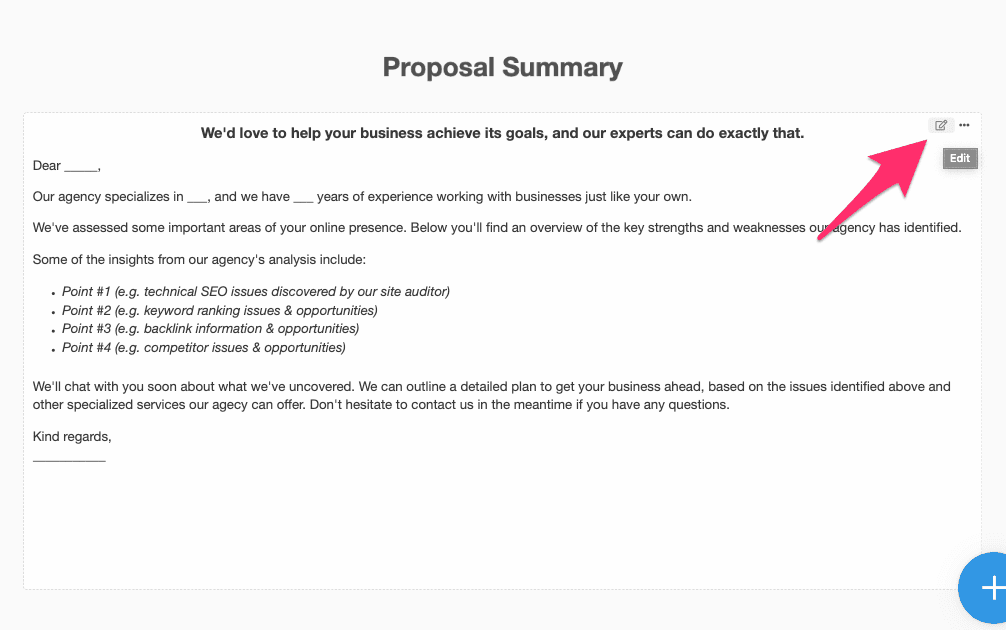 Proposal Summary Screenshot