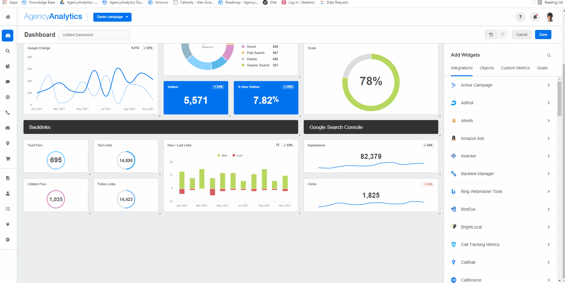 Screenshot of live widget updates in AgencyAnalytics