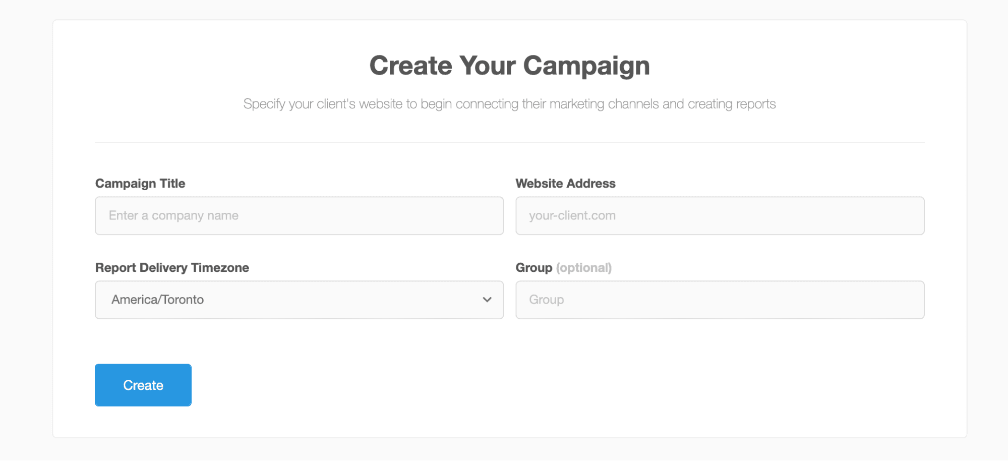 Create a campaign in AgencyAnalytics