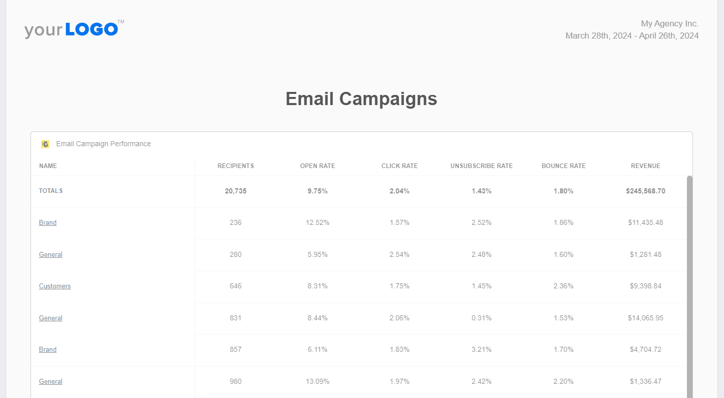 Email Marketing Campaign Report Template Example