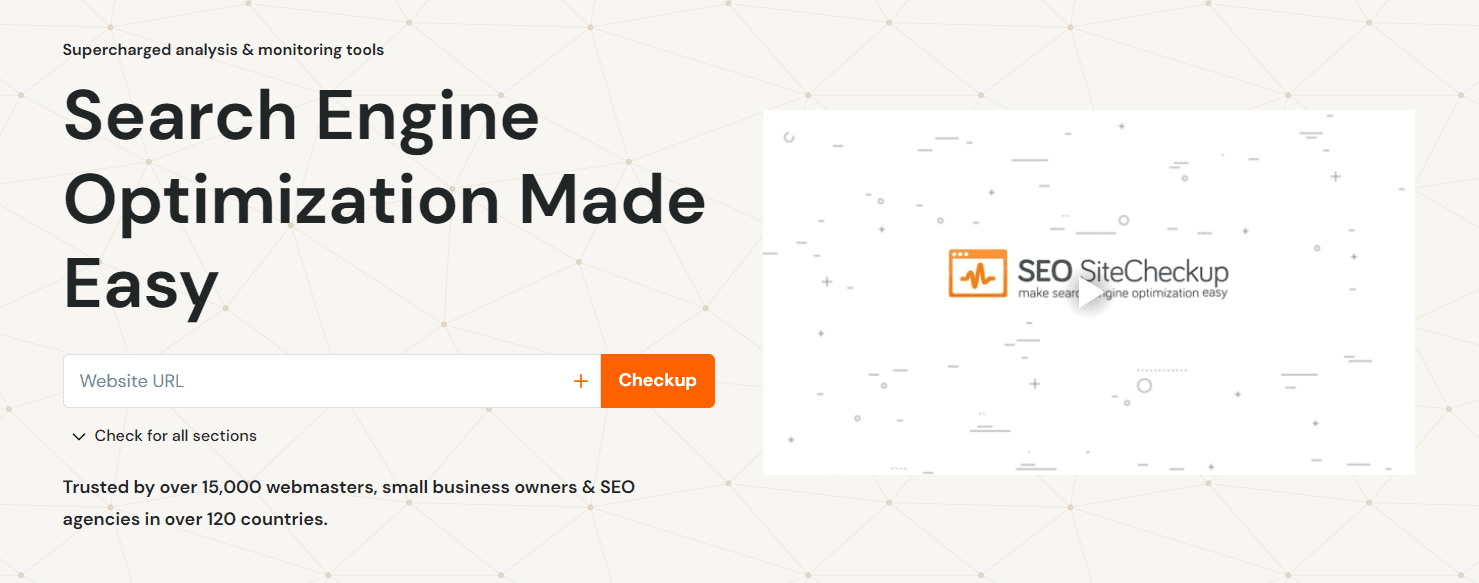 SEO Site Checkup Homepage Screenshot SEO Site Checkup Homepage Screenshot