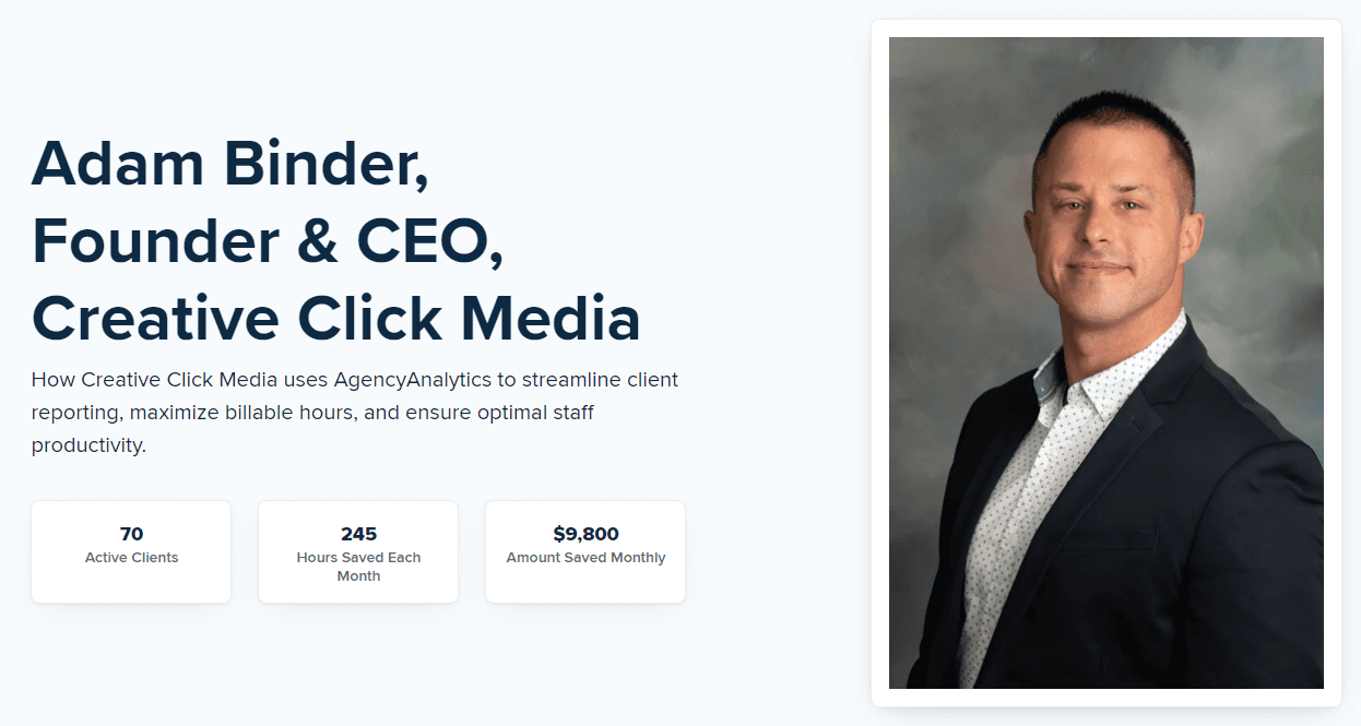 Adam Binder Creative Click Media Reporting Case Study